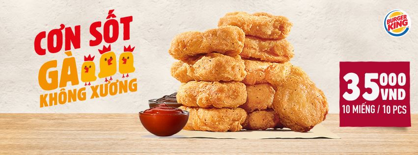 Burger King khuyến mãi Chicken Nugget 10 miếng 35k