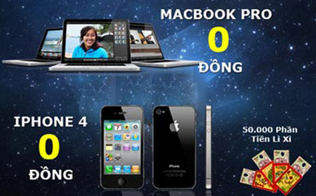 Cơ hội nhận Macbook Pro, iPhone 4 tại Hotdeal