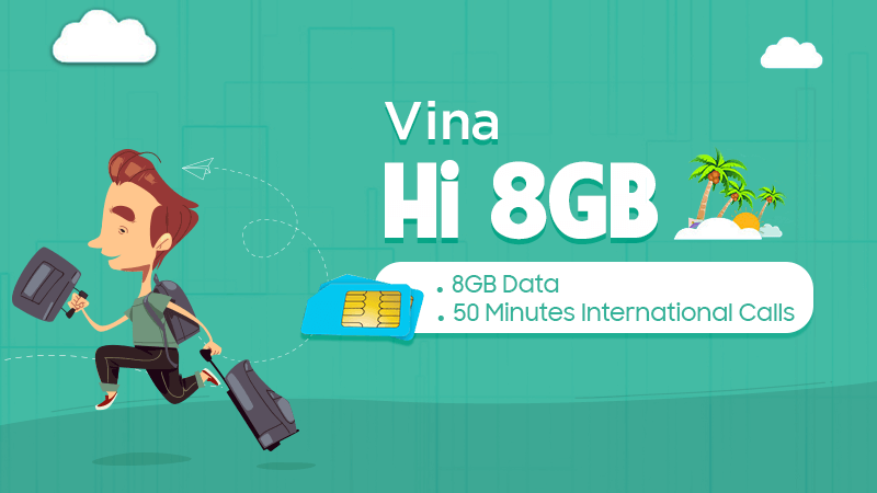 SIM VINA Hi 8GB - Gọi quốc tế thả ga - 3G cực đã