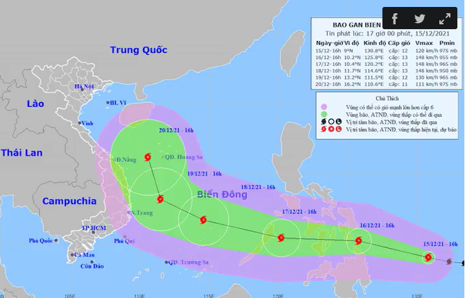 Bão cấp 13 sắp vào biển Đông