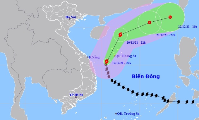 Bão Rai đổi hướng về phía quần đảo Hoàng Sa